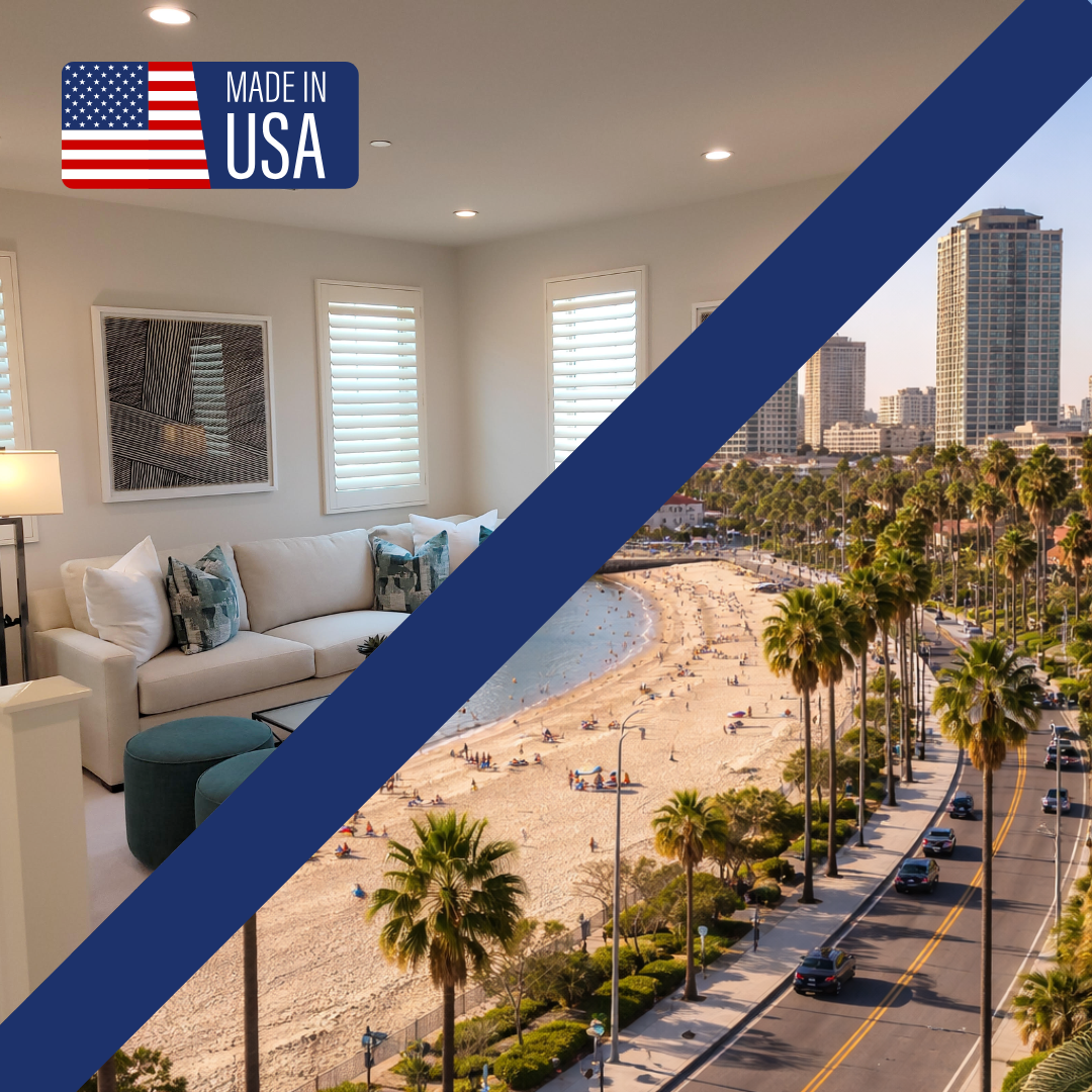 Plantation shutters in a Long Beach home